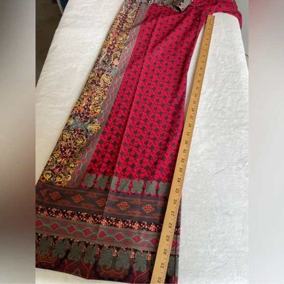 NWOT Alice + Olivia Red Patterned Wide/Flare Leg Pants Sz 0 - Picture 9 of 13